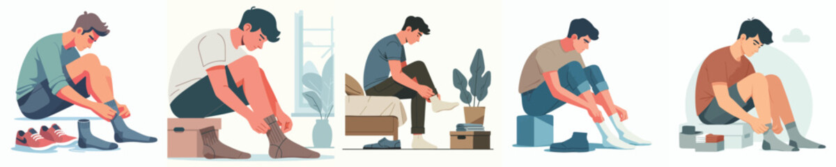 vector set of men wearing socks