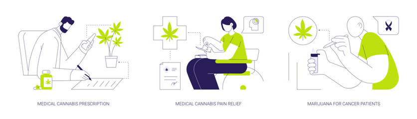 Medical cannabis use abstract concept vector illustrations.