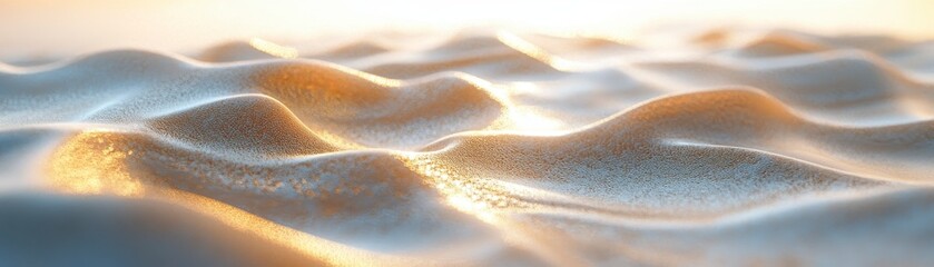 Obraz premium A serene landscape of soft, undulating waves illuminated by golden light, creating a tranquil and dreamy atmosphere.