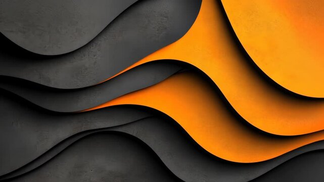 Black and orange design with a lot of curves and lines. The black and orange colors create a bold and striking contrast, while the curves and lines add a sense of movement and energy to the piece