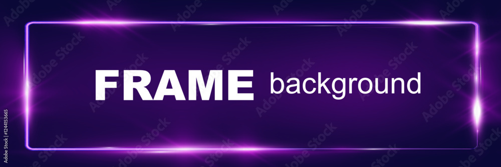 Aufkleber light purple neon glowing rectangle on dark background with light flares and soft gradients, futuris