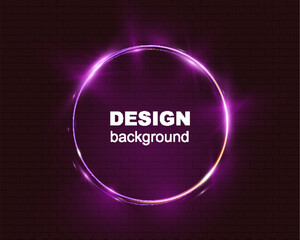 Purple neon glowing circle on dark background, featuring a circle, rectangle, and vertical rectangle with light flares and soft gradients. Elegant futuristic light effects suitable.	
