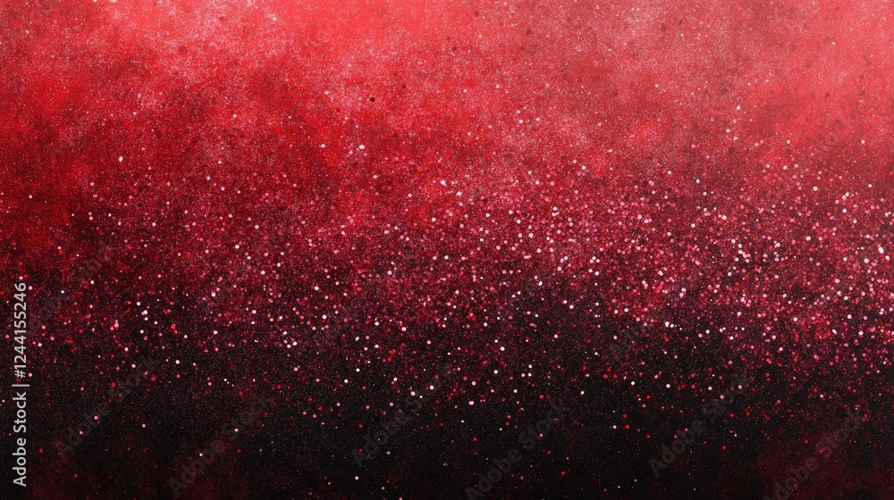 Poster a deep, moody red and black gradient with glowing glitter-like particles, forming a soft and elegant