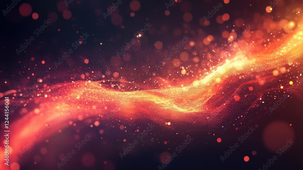 Poster a fiery deep red and garnet gradient with geometric curved lines and a glowing light effect, adding 