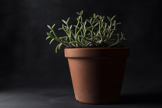 detailed Venus flytrap trigger hairs, dark earth pot,
