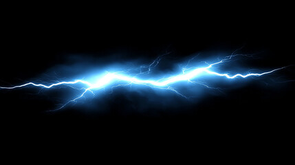 Intense white lightning bolt striking against a dark sky