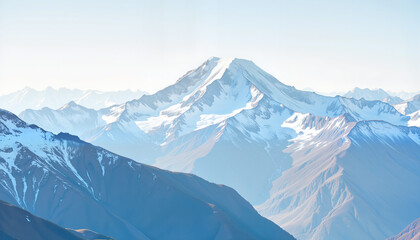 Majestic snow-capped mountain peak under clear sky, Earth Day symbolism