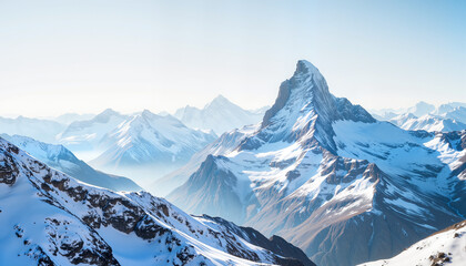 Obraz premium Majestic snow-capped mountain peak in alpine landscape, Earth Day