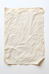 Old worn paper sheet, isolated on white background