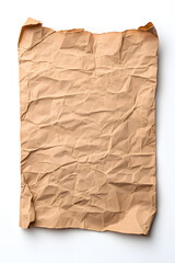 Old worn paper sheet, isolated on white background