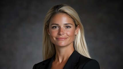 Fototapeta premium Confident businesswoman portrait, studio backdrop