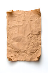 Old worn paper sheet, isolated on white background