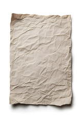 Old worn paper sheet, isolated on white background