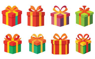Gift box vector illustration on white background, gift box vector set