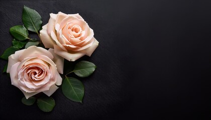 Fototapeta premium light roses on a flat background with space for text. template of a postcard for March 8, Valentine's Day, birthday