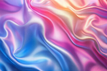 Abstract Silk Waves: A mesmerizing abstract pattern formed by iridescent blue, pink, and purple silk fabric, capturing the beauty and fluidity of the material in a dynamic composition.