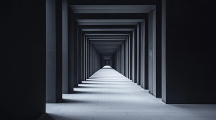 Modern building corridor perspective, sunlight, vanishing point, architecture, design, background