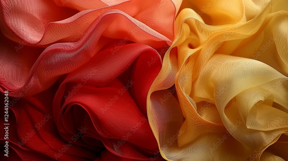 Aufkleber warm color palette of smooth multi layered wavy lines transitioning from red to yellow and orange