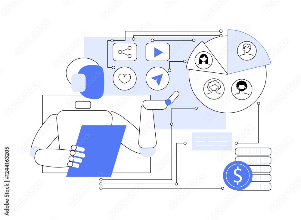 Wall mural ai-driven content personalization abstract concept vector illustration.