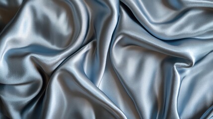 Obraz premium A soft, wavy, and glossy silk satin texture in pastel blue and silver. High-end, delicate, and elegant for luxury and purity themes.