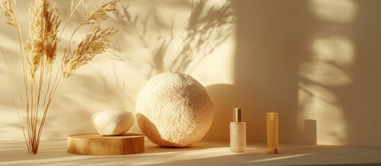 Sunlight illuminates pampering products & d?cor on shelf