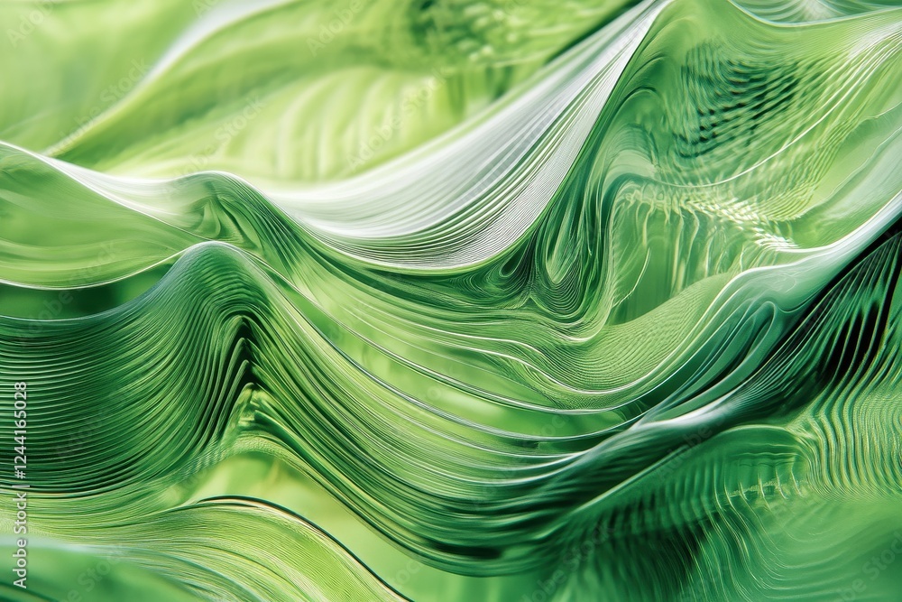 Poster full frame of green colored abstract futuristic waves . a serene background featuring green and whit