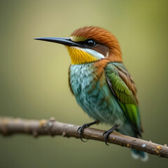 Closeup shot of a bee eater bird perched on a branch