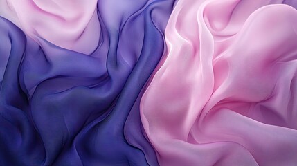 Obraz premium A wavy, abstract silk background with dark blue and purple hues transitioning into soft pink, creating an opulent design