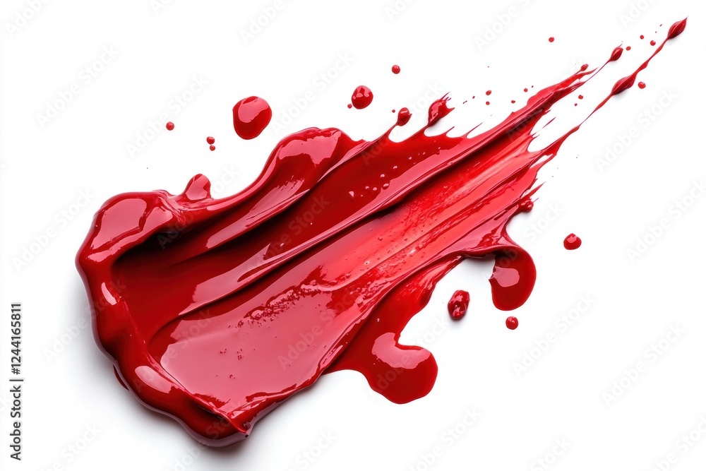 Aufkleber a vivid red stroke of paint flows across a white background, highlighting its glossy texture and dyn