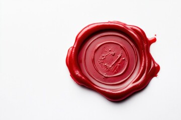 A red wax seal rests on a clean white surface, featuring an intricate design that embodies tradition, authenticity, and craftsmanship
