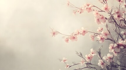 Soft Pink Cherry Blossom Branches Against a Dreamy Background