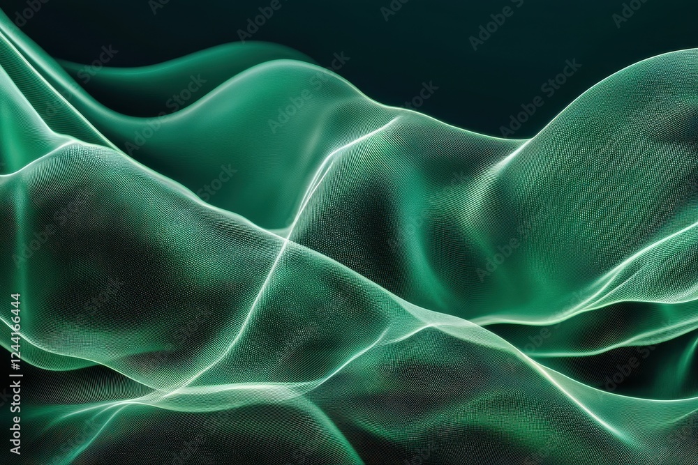 Poster full frame of green colored abstract futuristic waves . a serene background featuring green and whit
