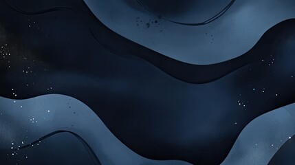 Abstract fluid black and navy blue background with textured watercolor brush marks. A dramatic and expressive design template.