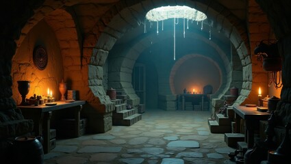 Obraz premium Medieval underground game art