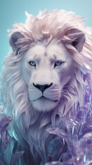 Majestic White Lion With Ethereal Glow And Soft Lighting.