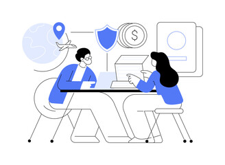 Sell travel insurance isolated cartoon vector illustrations.