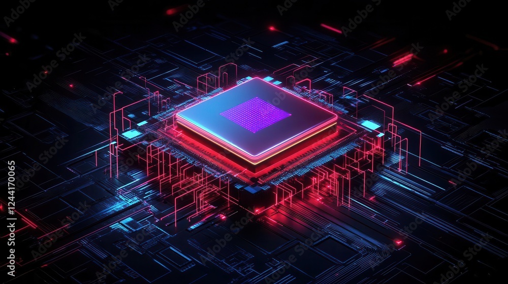 Aufkleber abstract digital network illustration featuring futuristic technology and artificial intelligence co