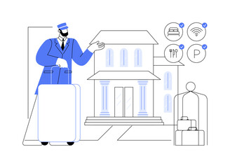 Doorman service isolated cartoon vector illustrations.