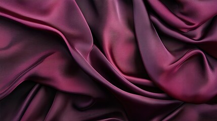Obraz premium Deep cherry plum and maroon silk satin fabric with flowing drapery folds. An elegant luxury background for branding and design.