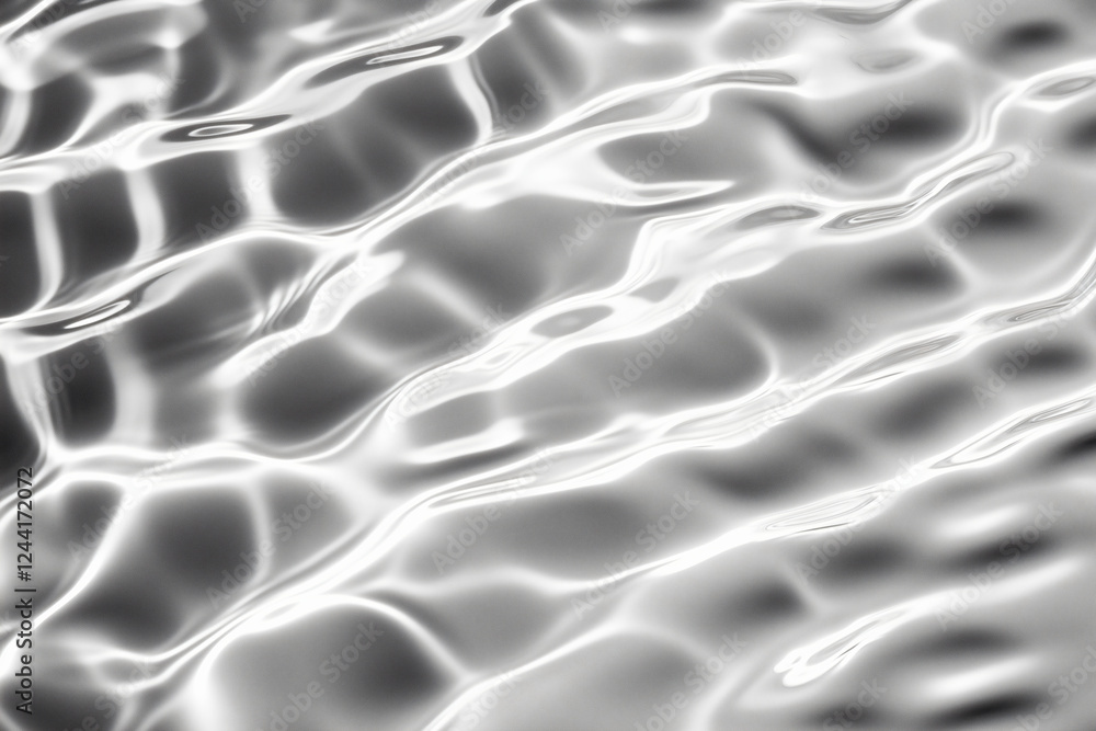 Poster water reflections: abstract grayscale image of shimmering water surface, capturing interplay of ligh