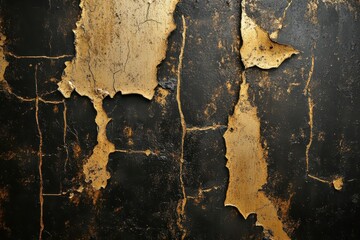 Obraz premium Aged Antique Metal Wall with Distressed Gold and Brown Paint