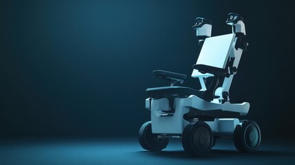 Futuristic wheelchair, dark studio, technology, medical aid