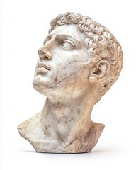Ancient Greek Philosopher Bust Sculpture Isolated on Pure White Background