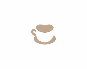 Obraz premium Heart and mug logo design. Tea or coffee cup contour silhouette. illustration.