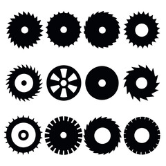 Black and White Saw Blade and Gear Icons