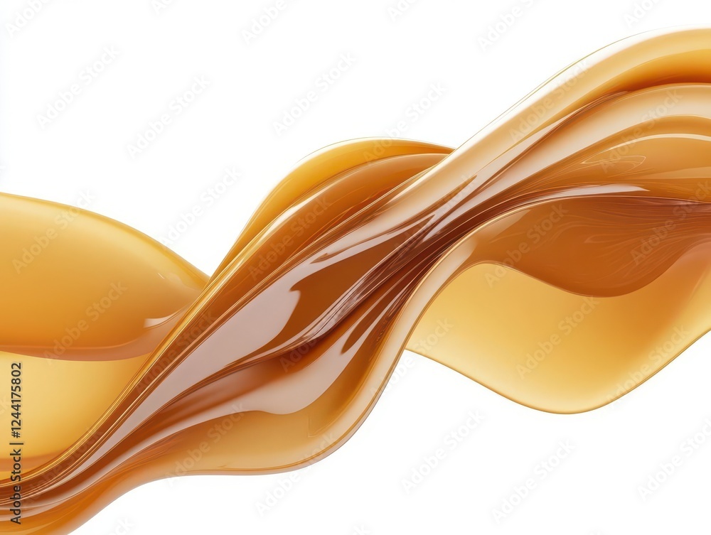Poster caramel colored cascading liquid streams abstract shape