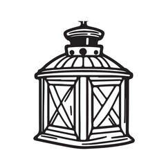 Muslim lantern line art vector