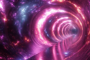 Fototapeta premium A vibrant tunnel of cosmic colors, suggesting a journey through space.