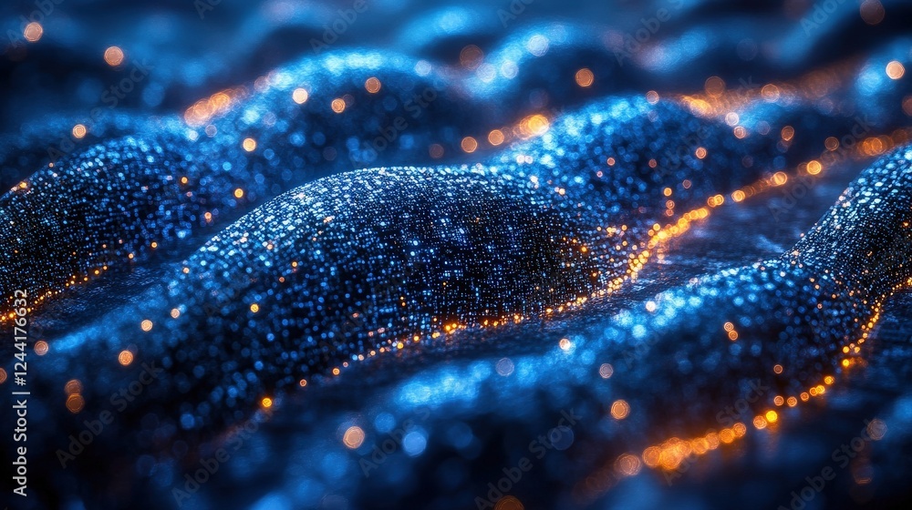 Aufkleber close-up of shimmering blue and orange glittering waves creating a mesmerizing visual effect