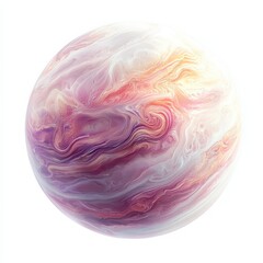 Obraz premium floating gas planet with thick swirling clouds, soft pastel colors, and a hazy, dreamy atmosphere on a white background
